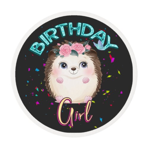 Hedgehog Birthday Girl Party Gifts Edible Frosting Rounds