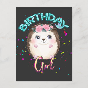 Hedgehog Birthday Girl Party Gifts Invitation Postcard