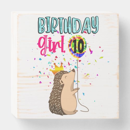 Hedgehog Birthday Girl Party Gifts  Wooden Box Sign