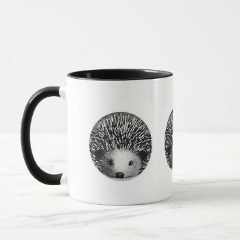 Hedgehog Black & White Mug by goldersbug at Zazzle