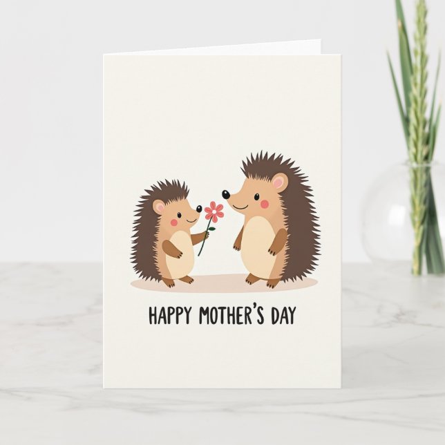 Hedgehog Blossom Mothers Day Card (Front)