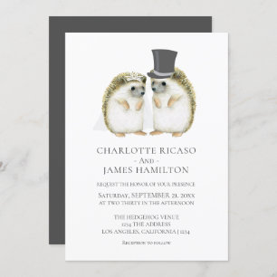 Hedgehog Bride Groom Cute Wedding Personalized Invitation