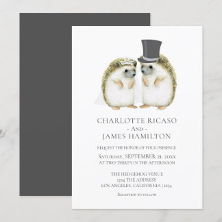 Hedgehog Bride Groom Cute Wedding Personalized Invitation