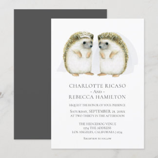 Hedgehog Brides Gay Cute Wedding Personalized Invitation