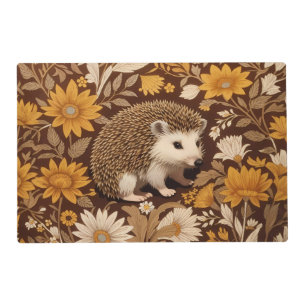Hedgehog Brown Floral William Morris Inspired Placemat