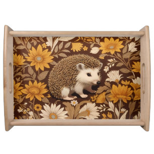 Hedgehog Brown Floral William Morris Inspired Serving Tray