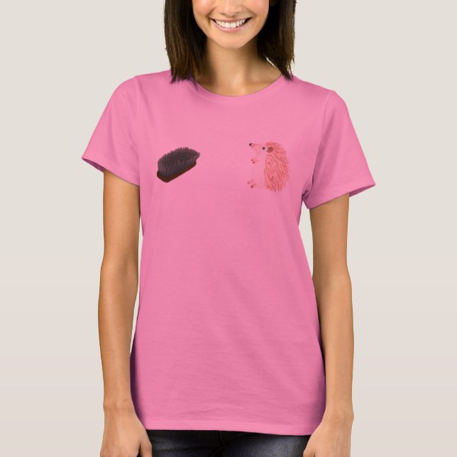 Hedgehog Brush Joke Funny Cute Shirt (Front)