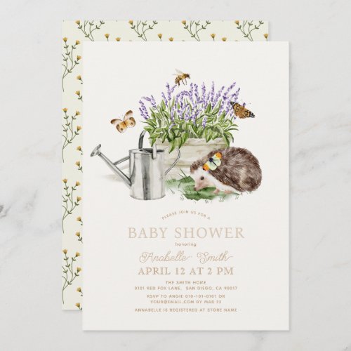 Hedgehog Butterfly Bee Garden Baby Shower Invitation