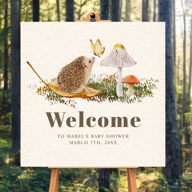 Hedgehog Butterfly Mushroom Woodland Baby Shower Foam Board (Creator Uploaded)