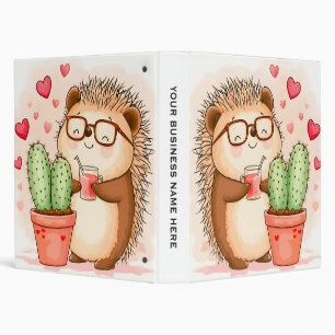 Hedgehog Cactus Cheers Watercolor 3 Ring Binder