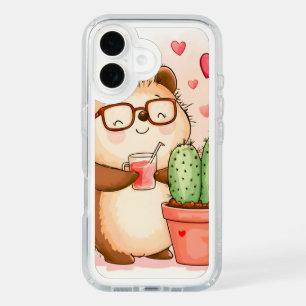 Hedgehog Cactus Cheers Watercolor iPhone 16 Case