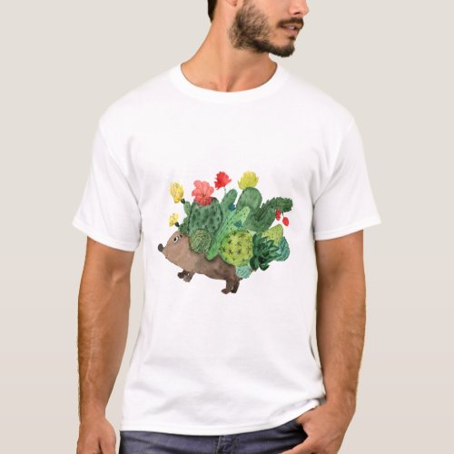 Hedgehog Cactus Flowers 4 CF T_Shirt