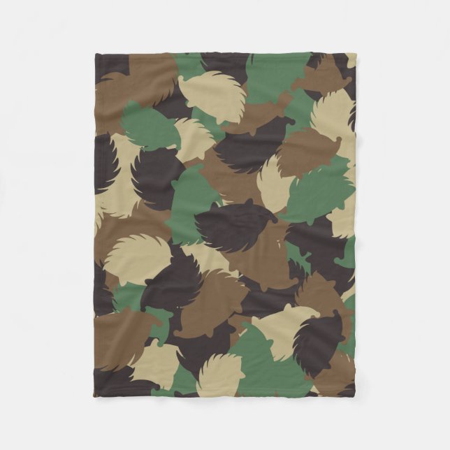 Hedgehog camouflage fleece blanket (Front)
