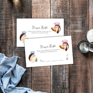 Hedgehog Chef Baker Diaper Raffle Baby Shower Enclosure Card