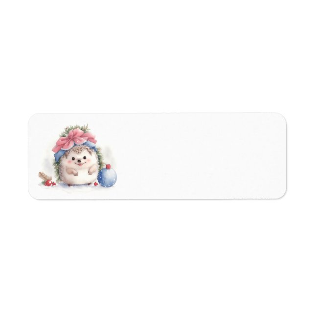 Hedgehog Christmas Address Labels (Front)