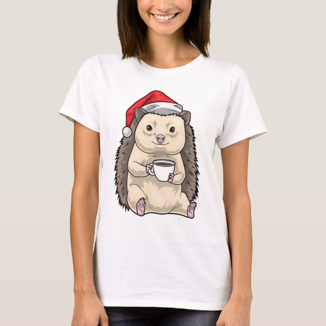 Hedgehog Christmas Coffee T-Shirt (Front)