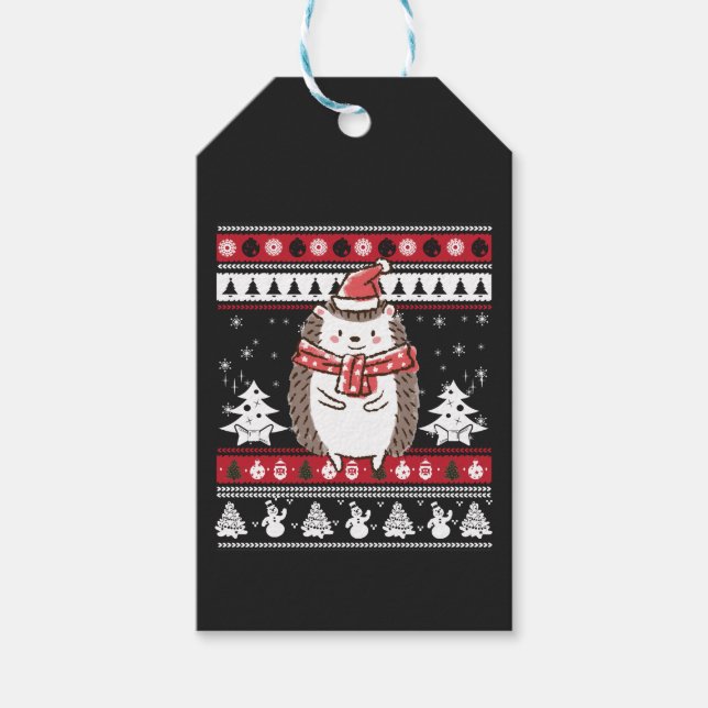 Hedgehog Christmas Gift Tags (Front)