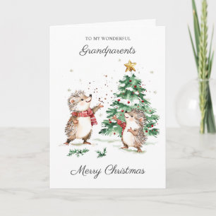 Hedgehog Christmas Grandparents  Card