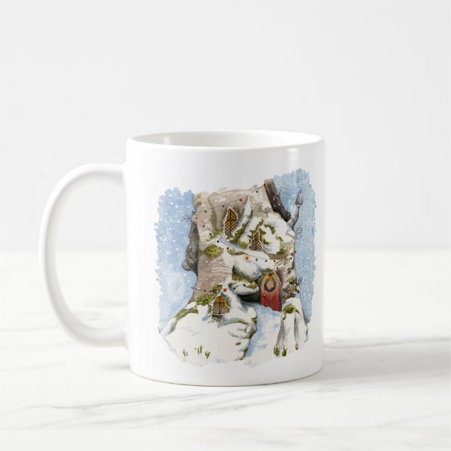 Hedgehog Christmas House Coffee Mug (Left)