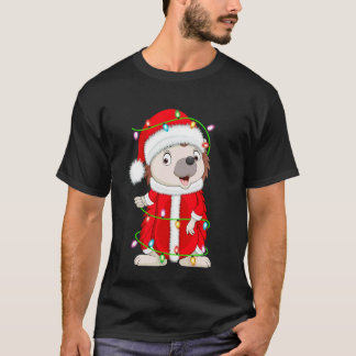 Hedgehog Christmas Lights Santa Costume Cute Anima T-Shirt