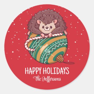 Hedgehog Christmas Ornament Snowy Winter Holiday