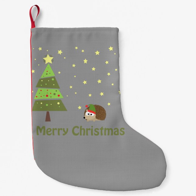 Hedgehog Christmas Scene Small Christmas Stocking (Front)