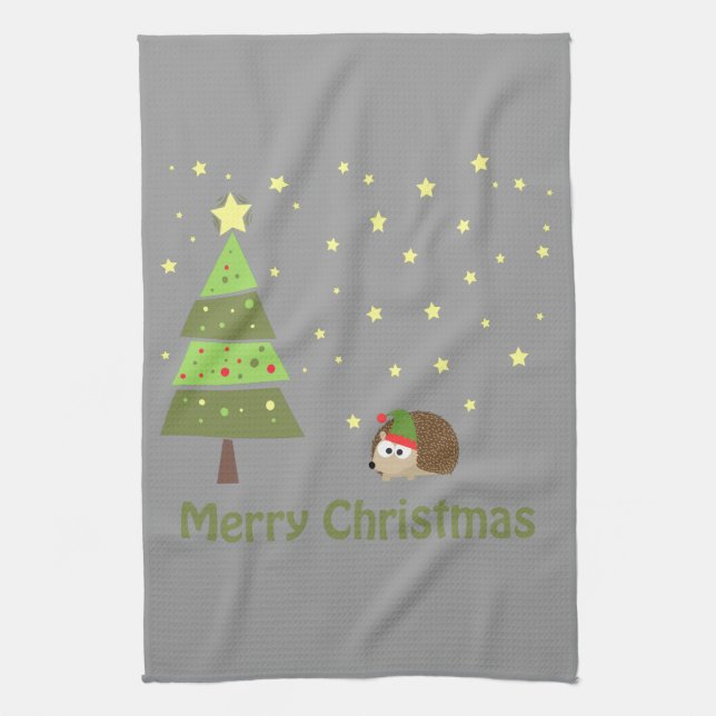 Hedgehog Christmas Scene Towel (Vertical)