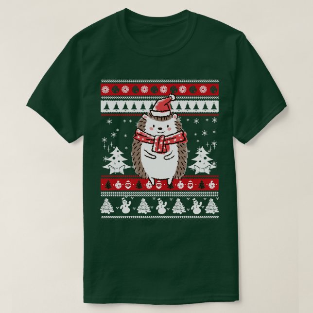 Hedgehog Christmas T-Shirt (Design Front)