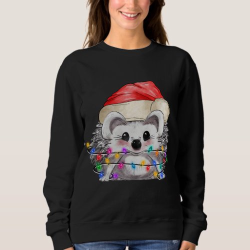 Hedgehog Christmas Tree Light Tangled Pajama Xmas  Sweatshirt