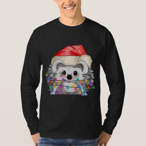 Hedgehog Christmas Tree Light Tangled Pajama Xmas  T_Shirt