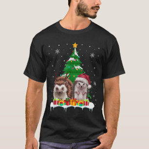 Hedgehog Christmas Tree Lights Santa Reindeer Xmas T-Shirt