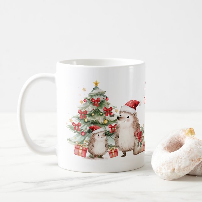 Hedgehog Christmas Tree Presents Mug (With Donut)