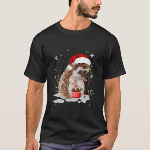 Hedgehog Christmas Wear Santa Hat T_Shirt