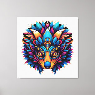 Hedgehog Colorful Pop Art Canvas Print