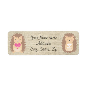 Hedgehog Country Burlap Pattern Return Address Label