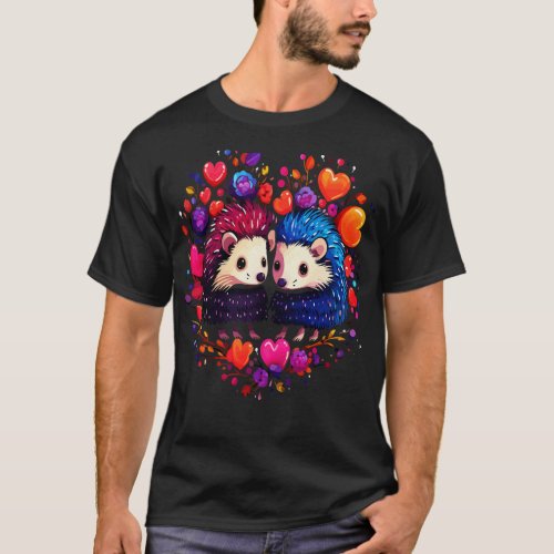 Hedgehog Couple Valentine T_Shirt