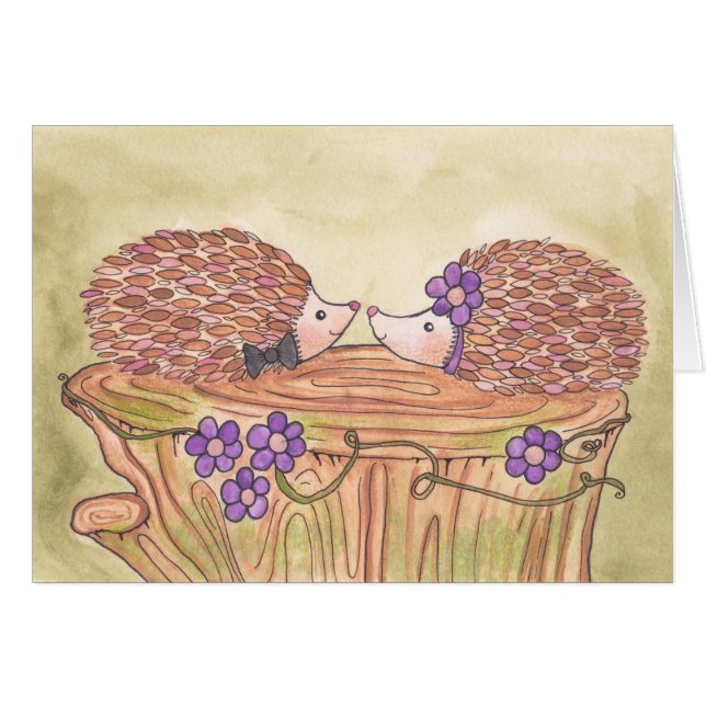 Hedgehog Couple Wedding Card (Front Horizontal)