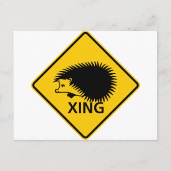 Hedgehog Crossing Highway Sign Postcard by wesleyowns at Zazzle