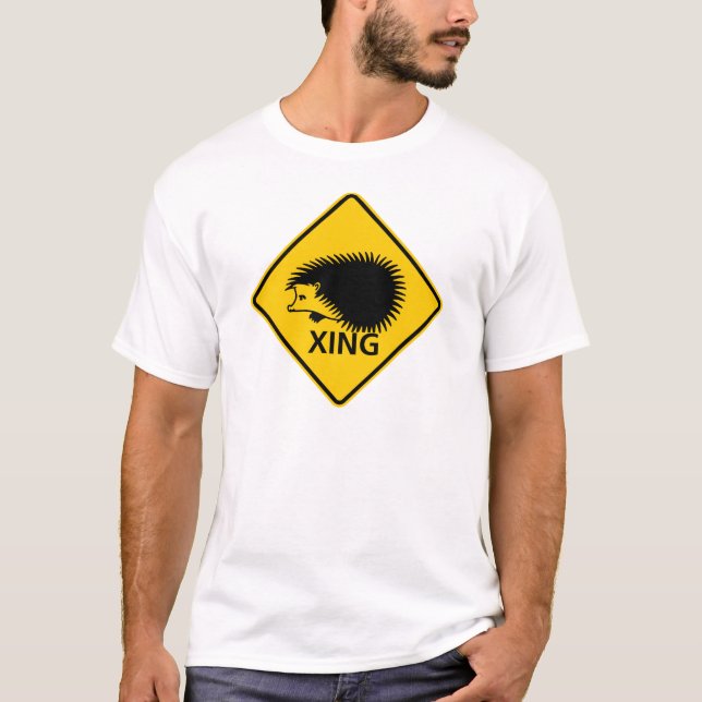 Hedgehog Crossing Highway Sign T-Shirt (Front)