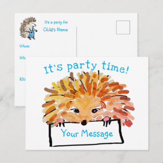 Hedgehog Customizable Child's Invitation Postcard