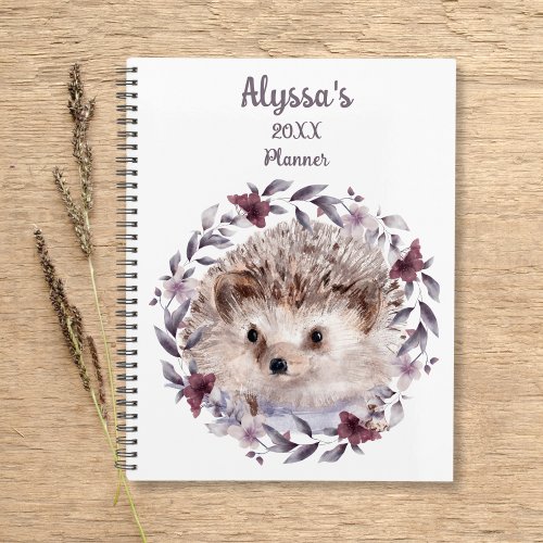 Hedgehog Cute Watercolor Baby Animal Name Calendar Planner