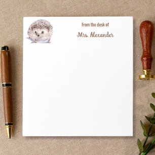 Hedgehog Cute Watercolor From The Desk Of Notepad
