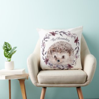 Hedgehog Cute Watercolor Illustration Monogram 