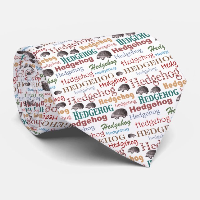 Hedgehog Dad Necktie Cute Vintage Animal Pattern (Rolled)