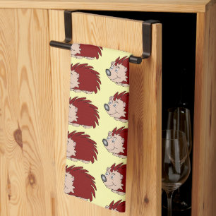 Hedgehog Design Any Colour Background Kitchen Towel