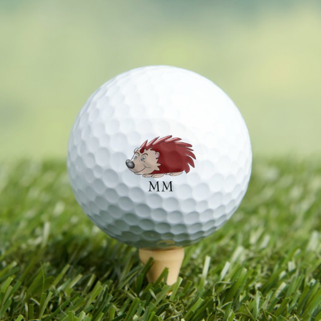 Hedgehog Design Monogrammed Golf Balls (Insitu Tee)