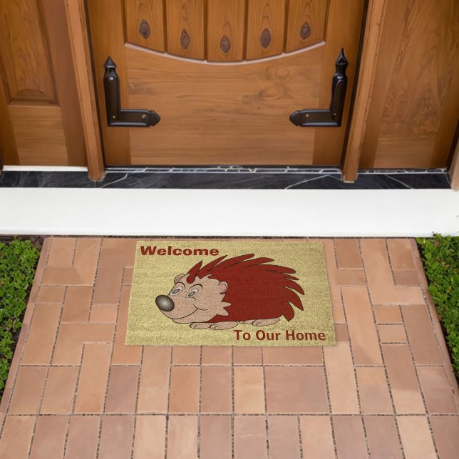 Hedgehog Design Personalised Fiber Doormat (Insitu (Outdoor))
