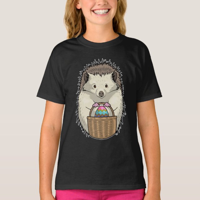 Hedgehog Easter Easter egg Basket T-Shirt (Front)