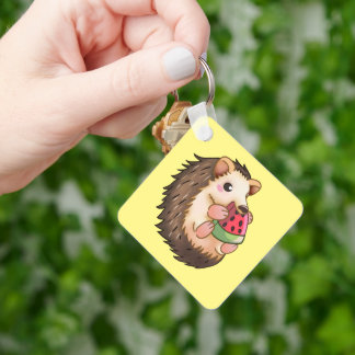 hedgehog eating a red watermelon, keychain
