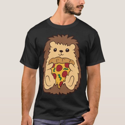 Hedgehog Eating Pizza Fast Food Pizza Hedgehog T_Shirt